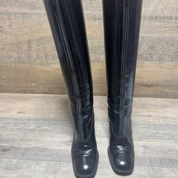 Enzo Angiolini Black Leather Over The Knee Boots Women's Size 8.5 - Picture 2 of 10